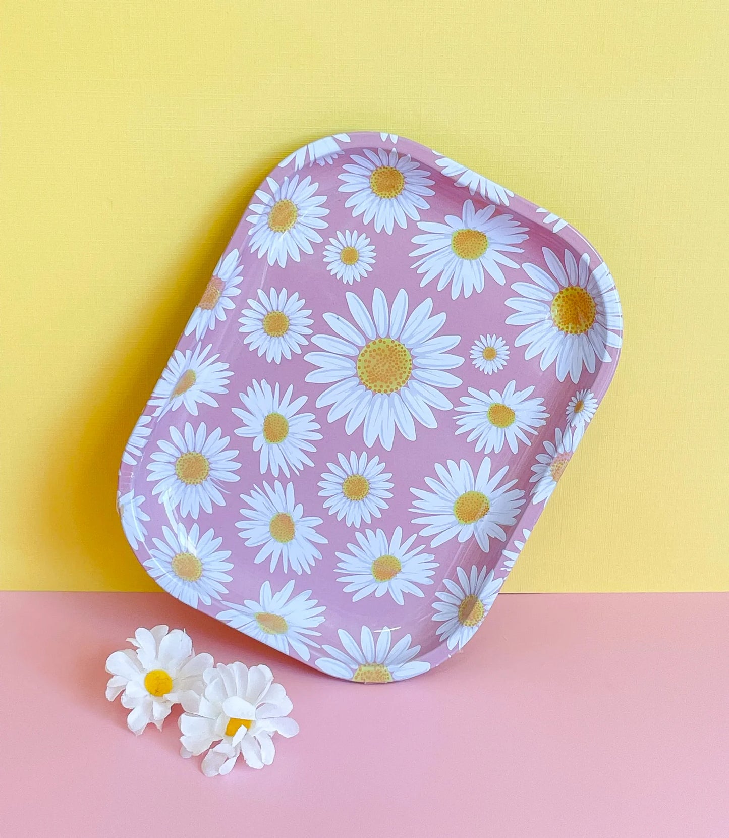 Canna Style - Pink and White Daisy Rolling Tray