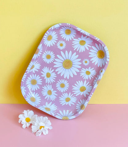 Canna Style - Pink and White Daisy Rolling Tray