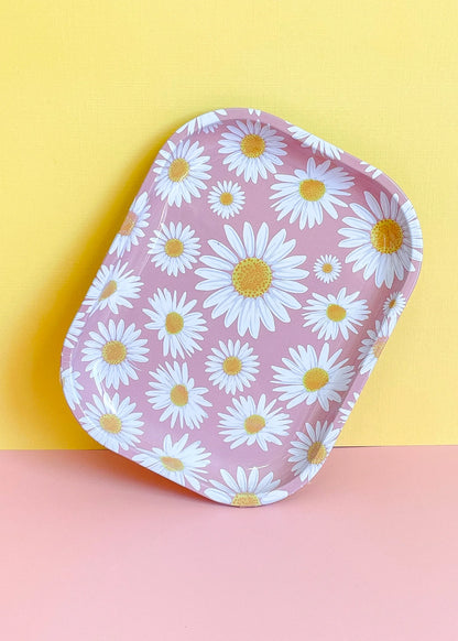 Canna Style - Pink and White Daisy Rolling Tray