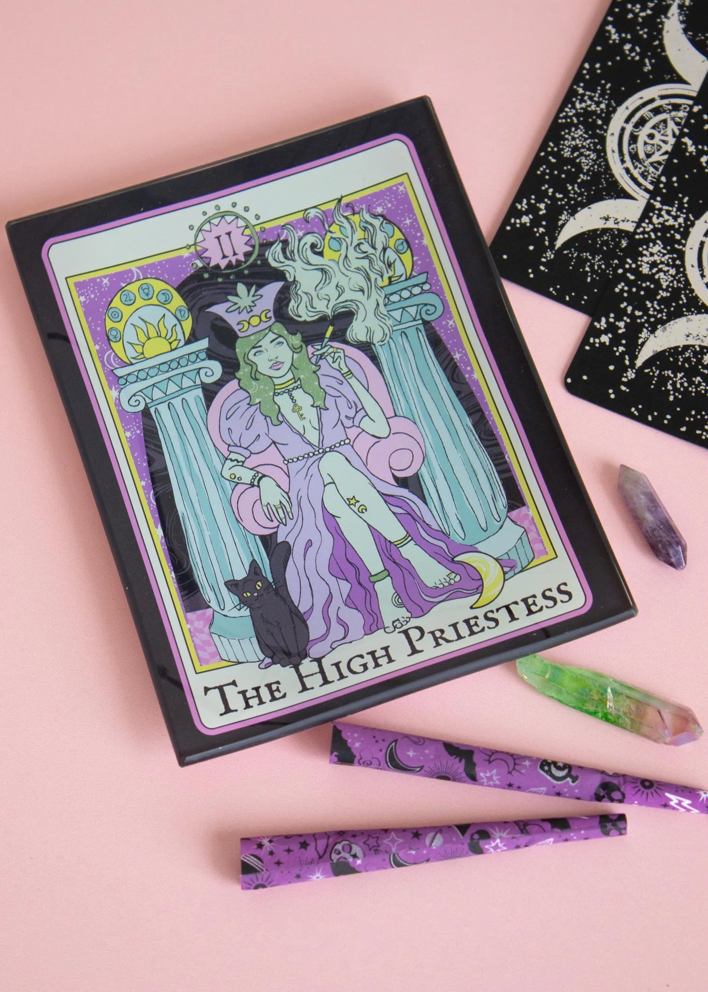 Canna Style - High Priestess Tarot Rolling Tray (Unbreakable Glass)